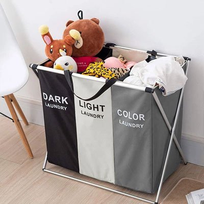 Panier a linge tri compartiments pliable | Organizer