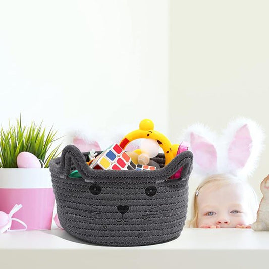 Panier Rangement Salle de Bain Chat en Corde Tressée | ZenFeline