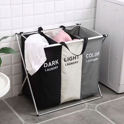 Panier a linge tri compartiments pliable | Organizer
