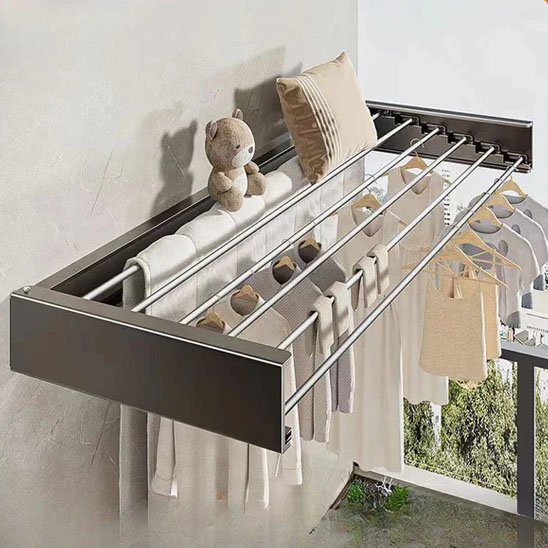 Etendoir à linge mural rétractable | Aluminum Space