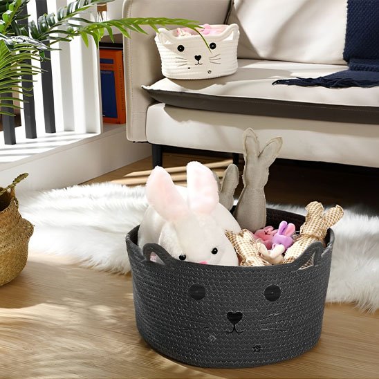 Panier Rangement Salle de Bain Chat en Corde Tressée | ZenFeline