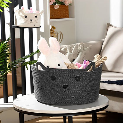 Panier Rangement Salle de Bain Chat en Corde Tressée | ZenFeline