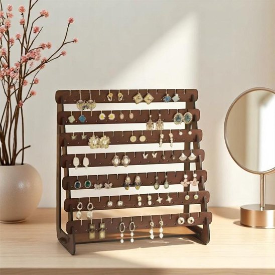 Porte boucle d'oreille | Wooden Elegance
